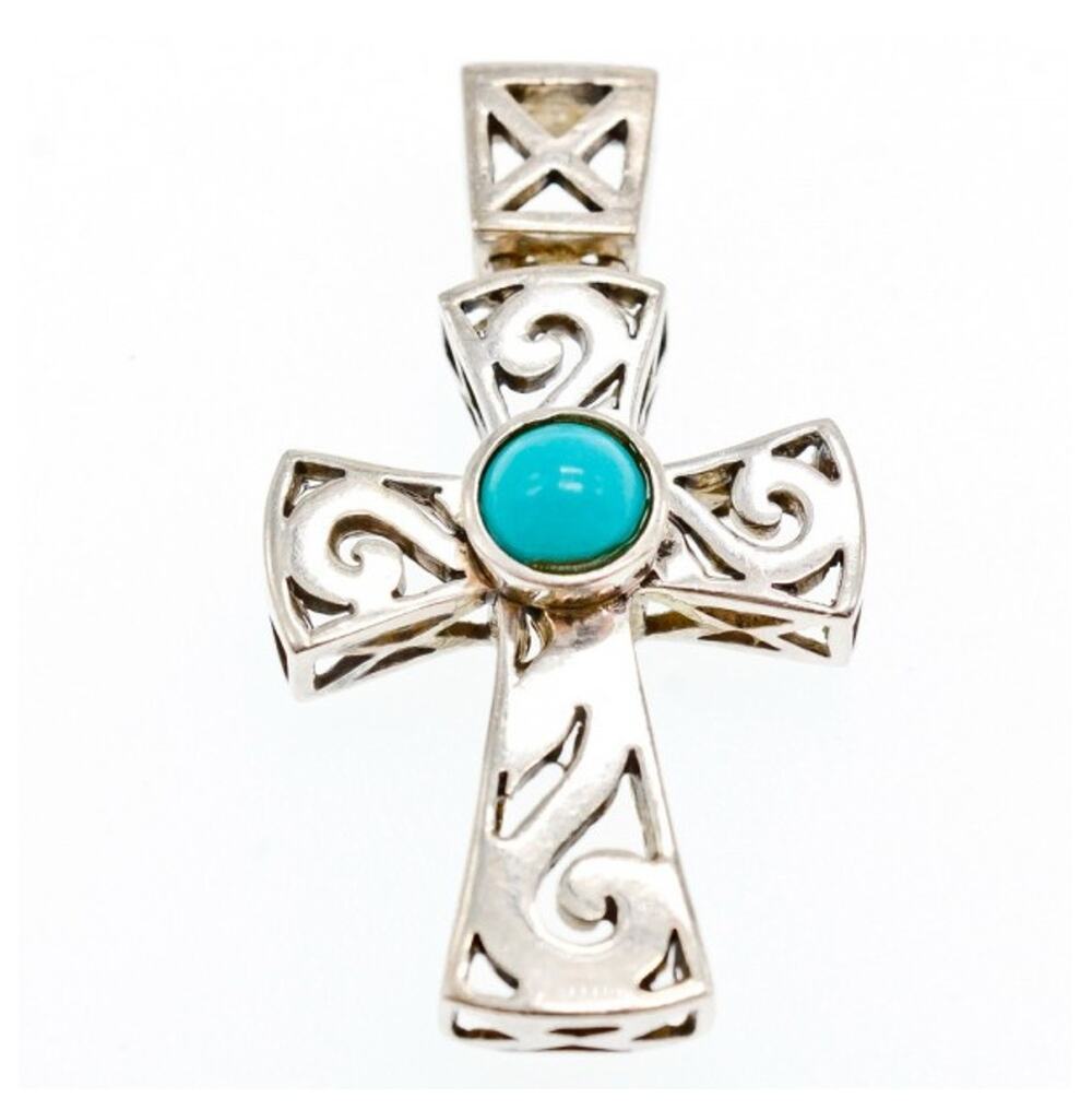 925 Sterling Silver Turquoise Cross Pendant
